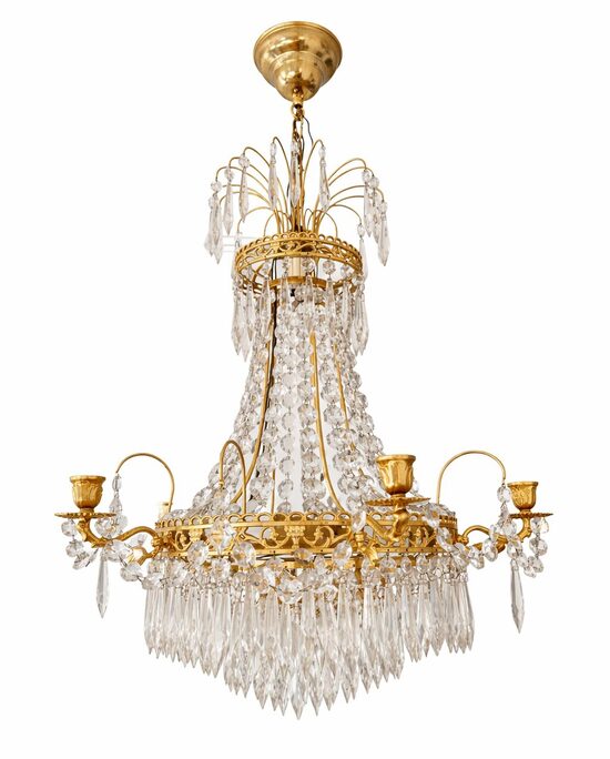 Gustavian stila kristāla lustra